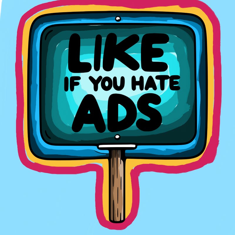 a sign that says like if you hate ads