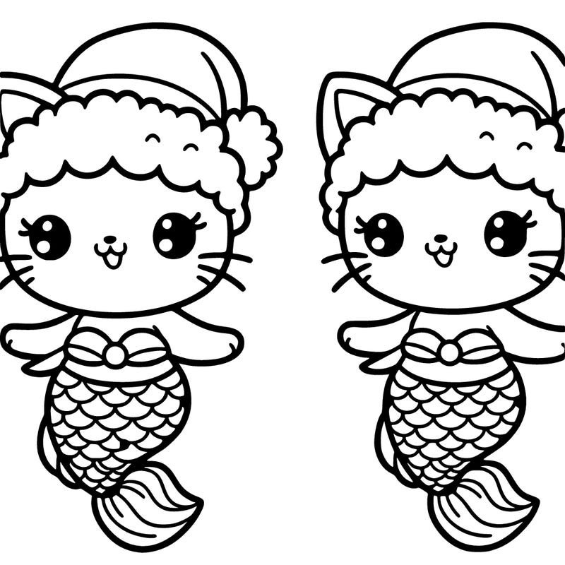 a cute kitty in a santa outfit with a mermaid tail