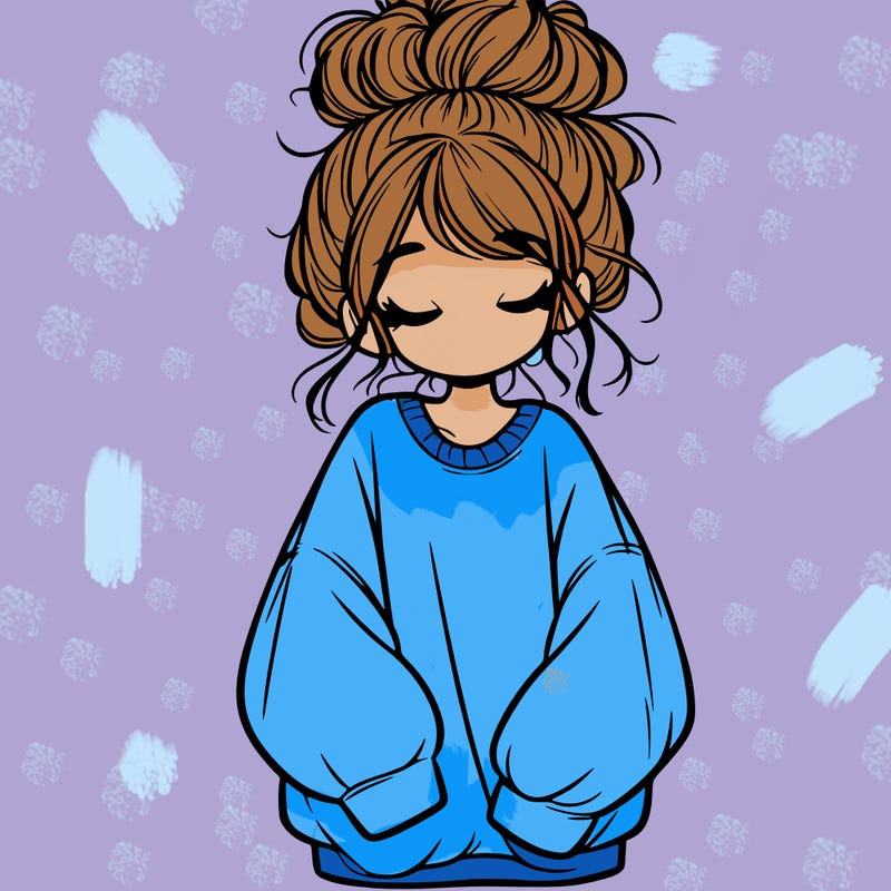 girl with baggy sweatshirt and messy bun