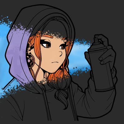 a realistic girl, spray painting