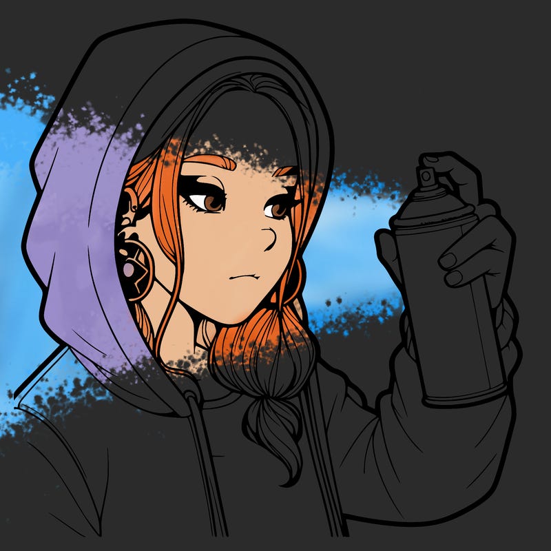 a realistic girl, spray painting