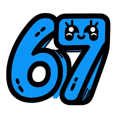 the numbers 67