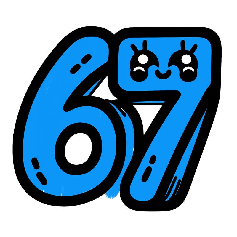 the numbers 67