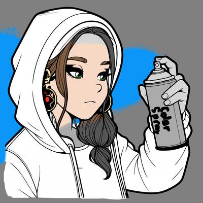 a realistic girl, spray painting