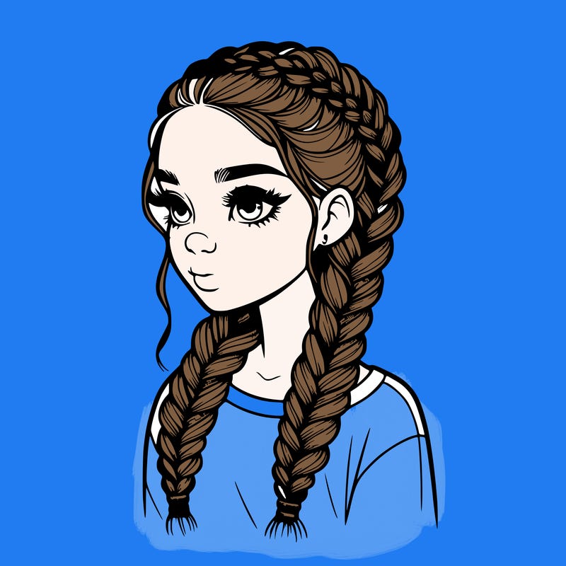 realistic girl with braids