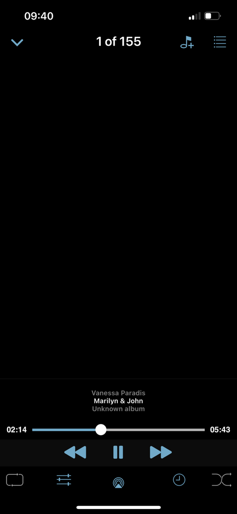 FLAC Player+ - Now playing screen of the FLAC Player plus app showing track metadata and audio controls.