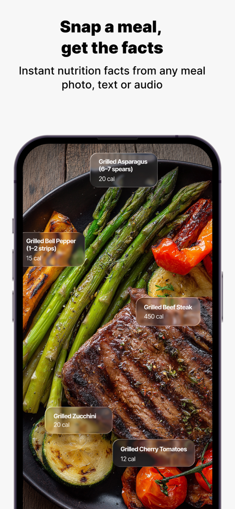 Calories Club: AI Food Tracker - 칼로리 클럽 앱이 식사 사진에서 AI를 사용하여 칼로리를 추적하는 모습