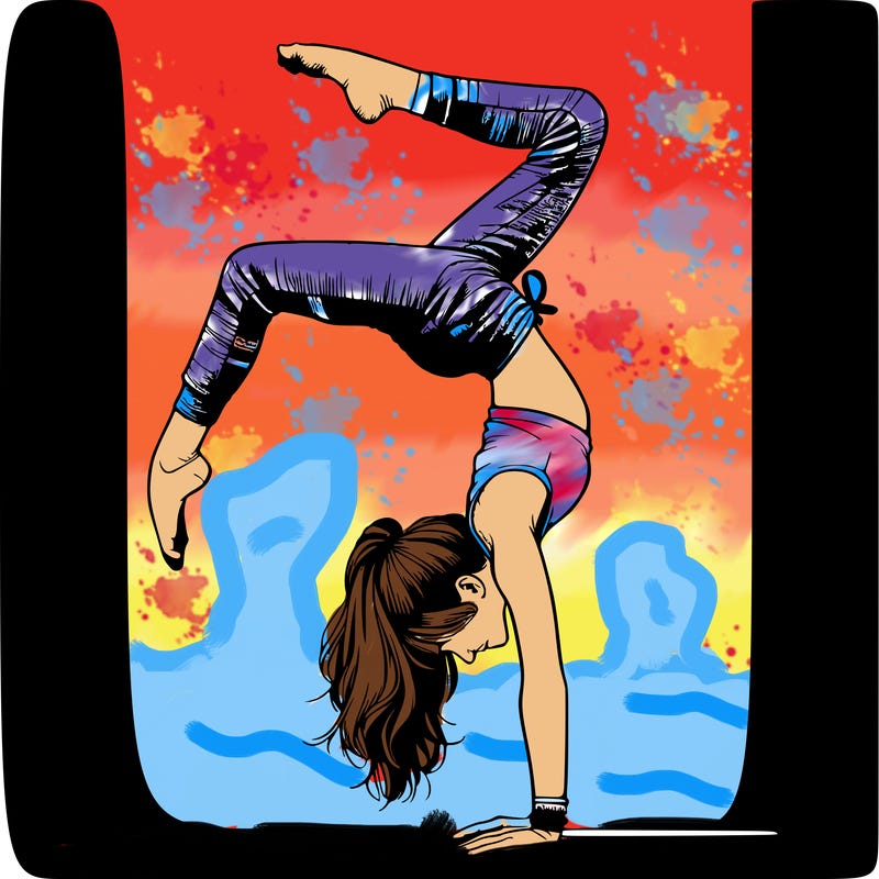 realistic girl doing handstand