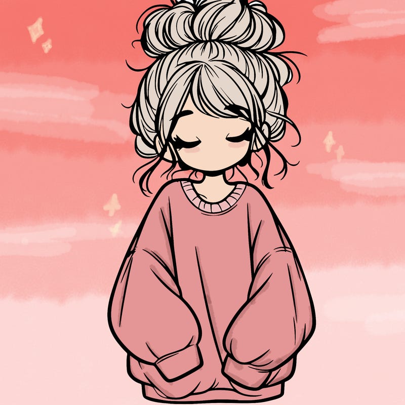 girl with baggy sweatshirt and messy bun