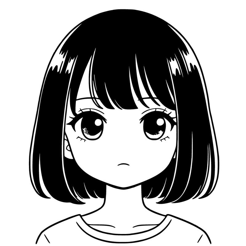 a japanese girl with short black strait hair