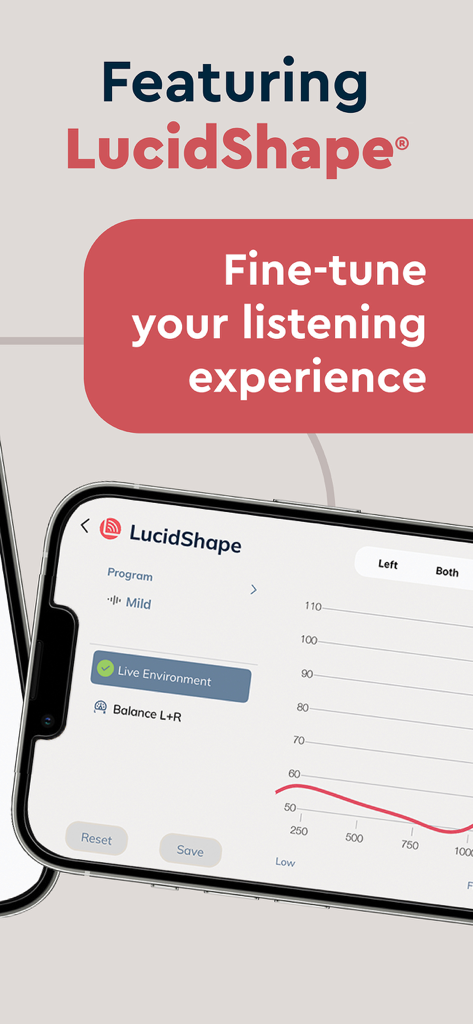 Lucid Hearing app LucidShape interface for real time sound personalization