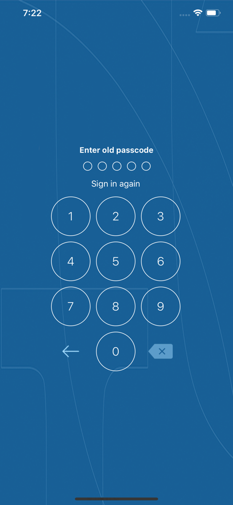 Écran de saisie du code d'accès pour la sécurité de la connexion à l'application bancaire UNIMobile.