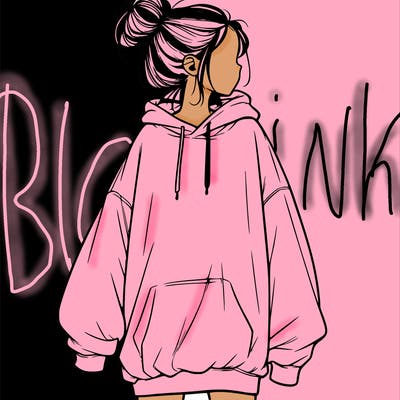 realistic girl with a oversized sweatshirt on and a bun