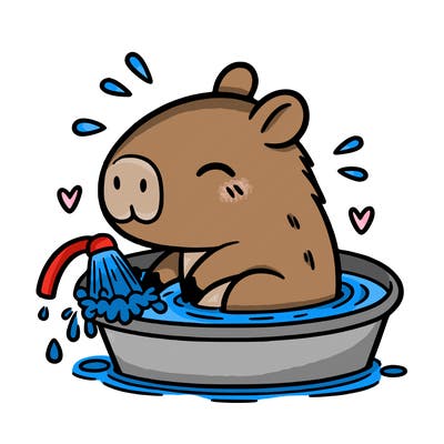 capybara taking a bath