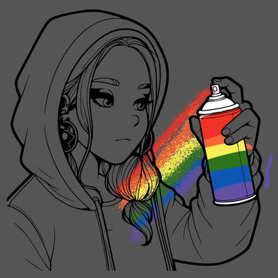 a realistic girl, spray painting