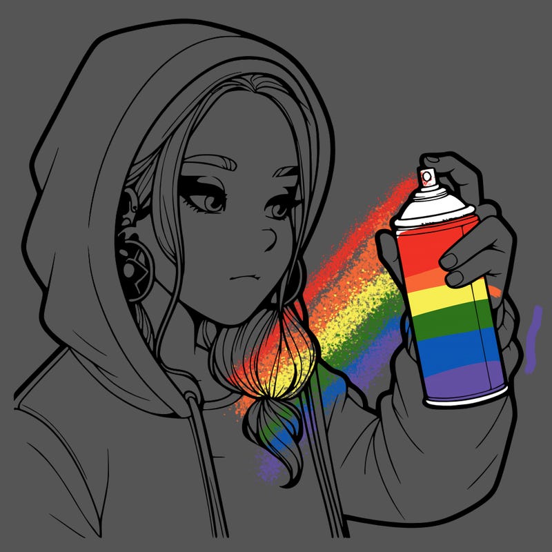 a realistic girl, spray painting