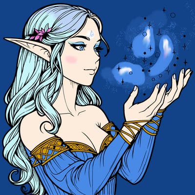 realistic elf girl doing magic