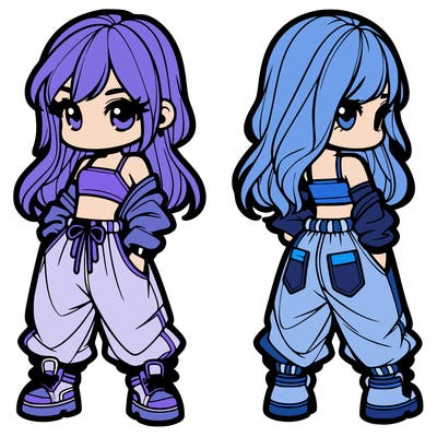 girl in crop top and baggy pants