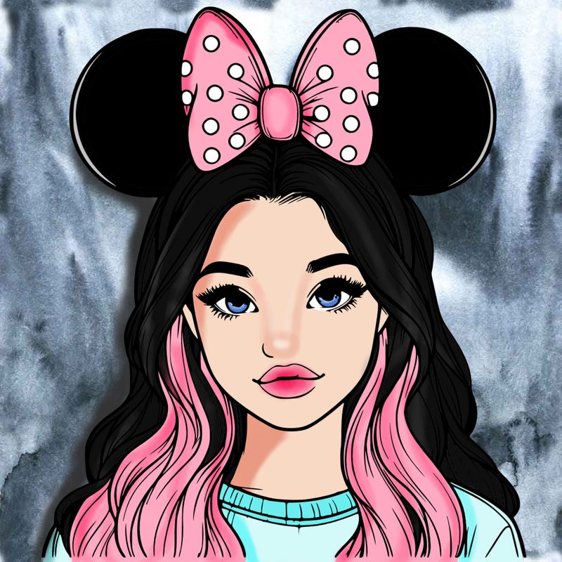 aesthetic realistic girl wearing mickey mouse ears