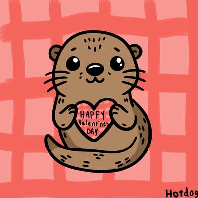 otter with a heart