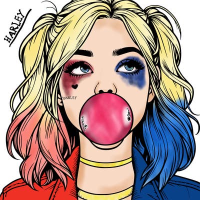 realististic girl blowing bubble -gum