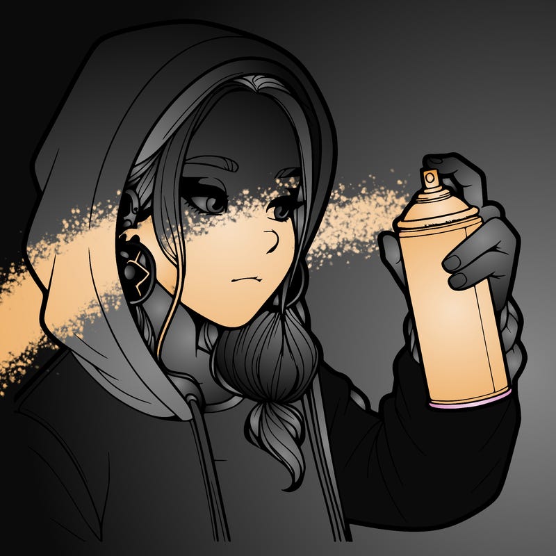 a realistic girl, spray painting
