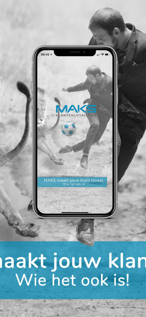 MAKS Retail Terminal - Schermata iPhone che mostra la pagina di benvenuto dell'app MAKS Retail Terminal per i programmi di fidelizzazione clienti dei commercianti