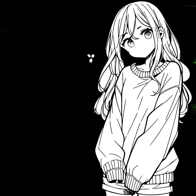 manga teen girl  in a sweater and baggy pants