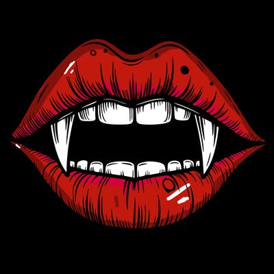 lips with vampire teeth