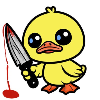 cute duck with knife