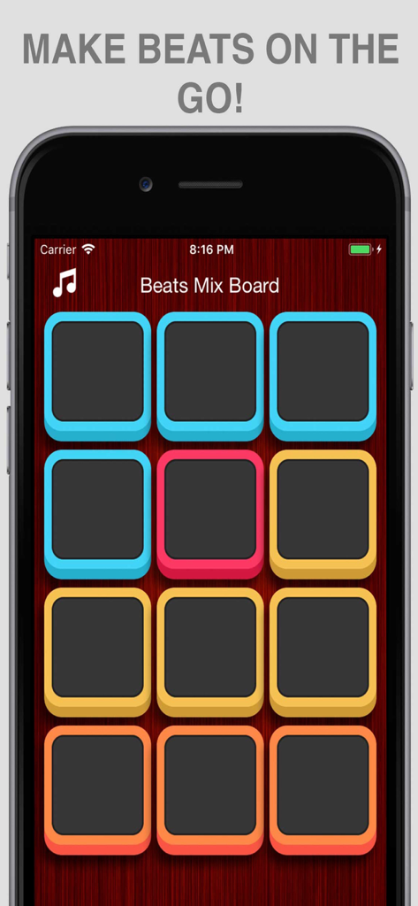 Easy Beats Maker & Music Drum - Easy Beats Maker app interface showing a colorful drum pad controller on an iPhone screen