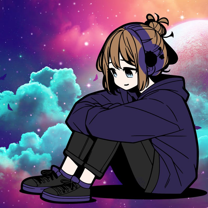 sad anime girl sitting alone