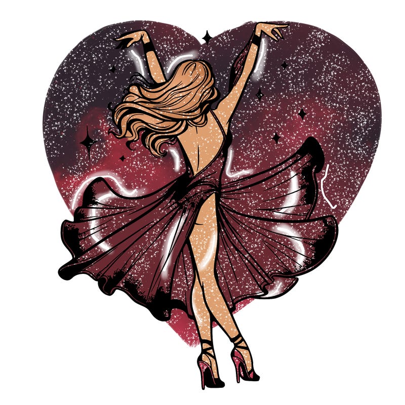 dancer dancing with a shimmery costume on realistic