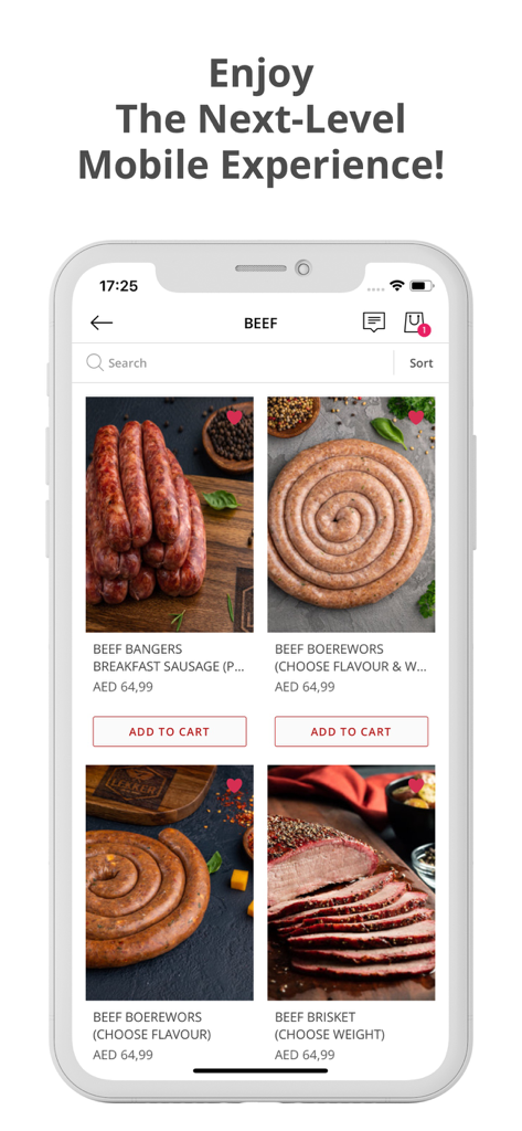 LEKKER MEAT SHOP UAE - Lekker Meat Shop VAE App Rindfleischkategorie mit Boerewors und Brisket