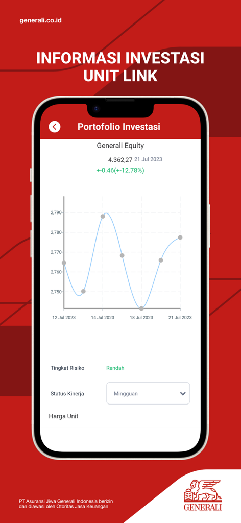 Gen iClick - Asuransi & DPLK - Unit Link investment portfolio performance chart on Gen iClick mobile app