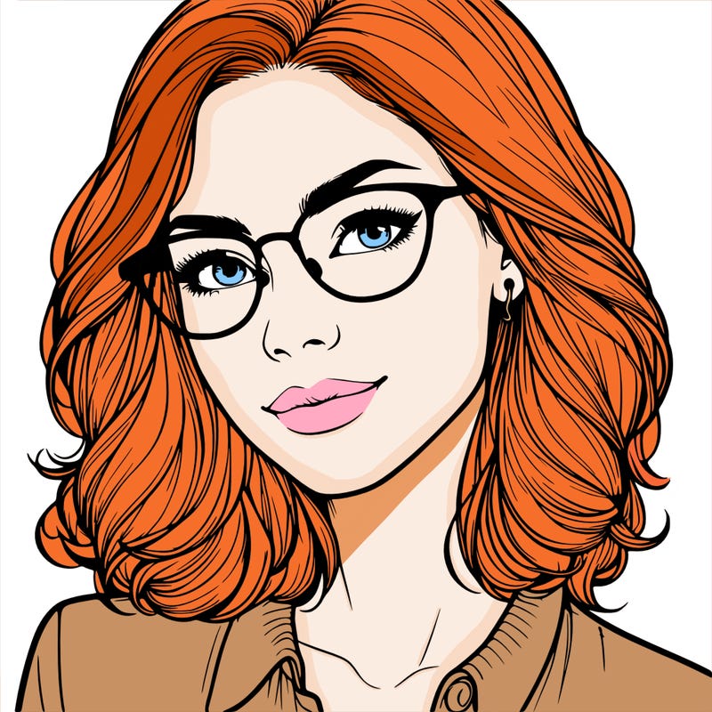 realistic woman with glasses