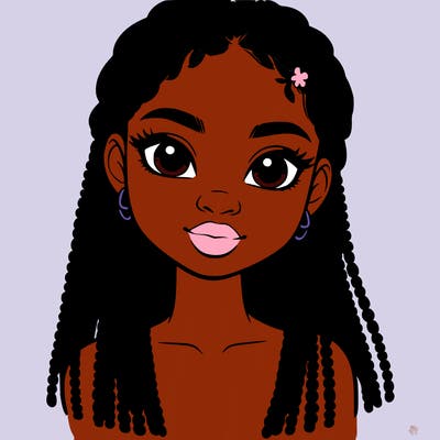 a realistic black girl with braids