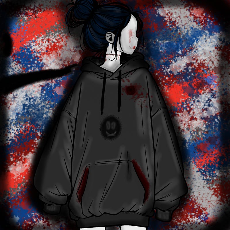 realistic girl with a oversized sweatshirt on and a bun
