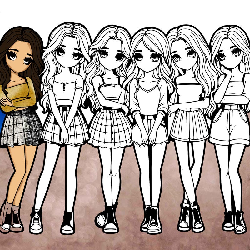 a group of girls realistic