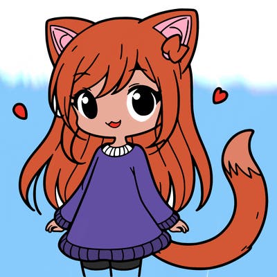 girl with cat ears and tail