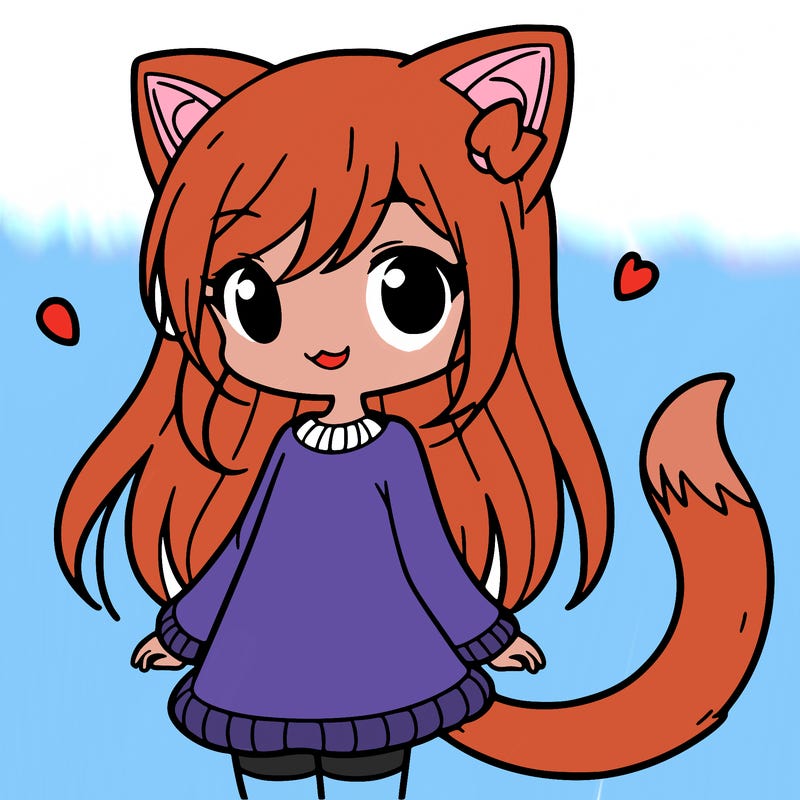 girl with cat ears and tail