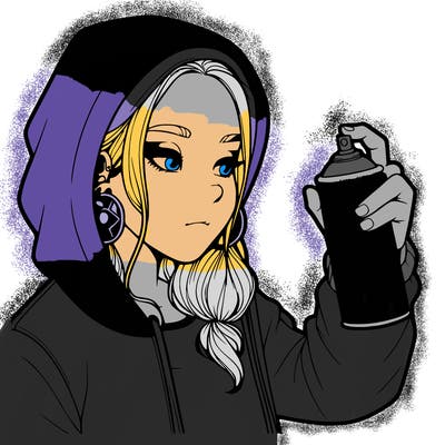 a realistic girl, spray painting