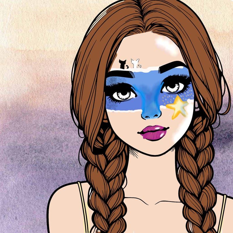 realistic girl with braids