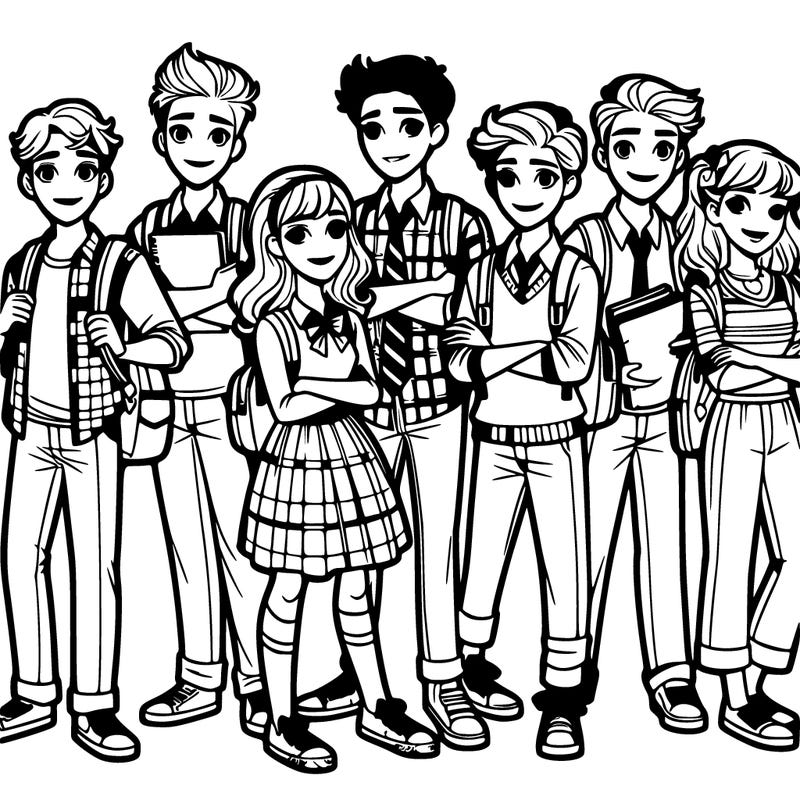 7 teenagers at high school
