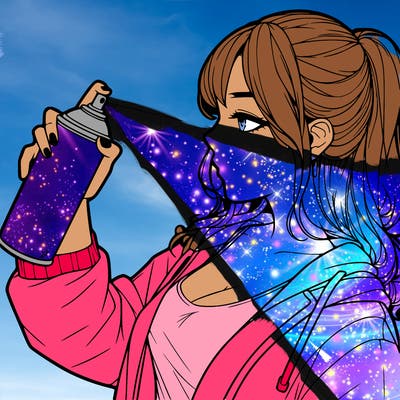 a realistic girl spray, painting