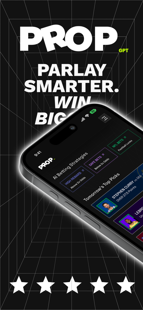 PropGPT: AI Props Analysis - PropGPT app interface showing AI driven sports betting strategies and player prop picks