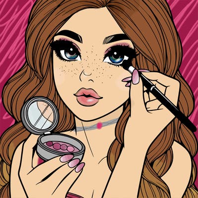 realistic girl doing makeup