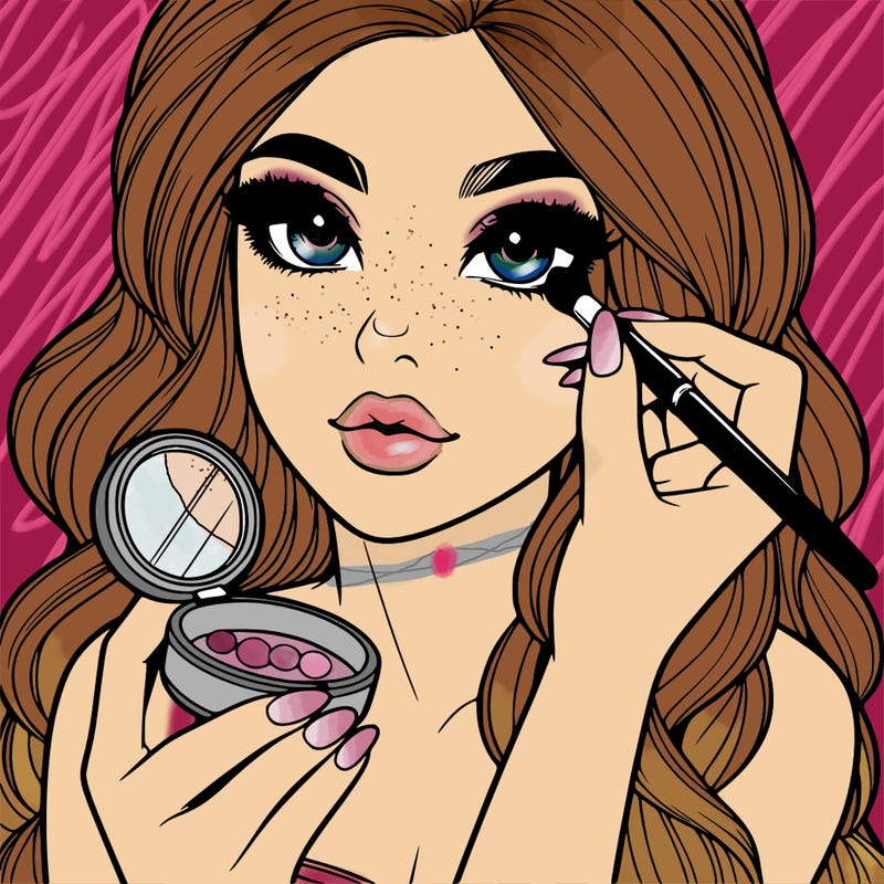 realistic girl doing makeup