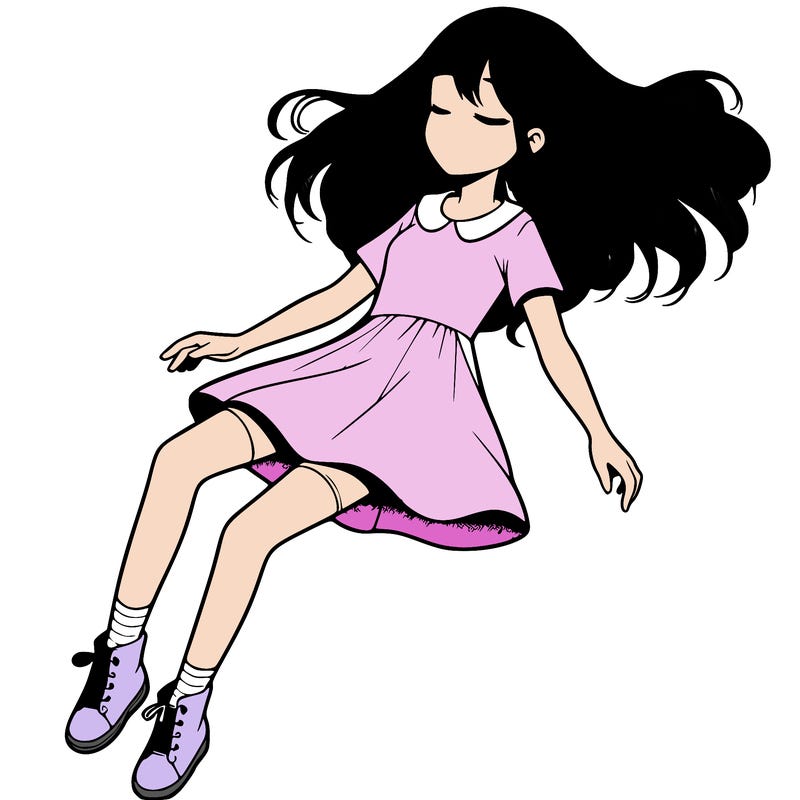 realistic girl floating