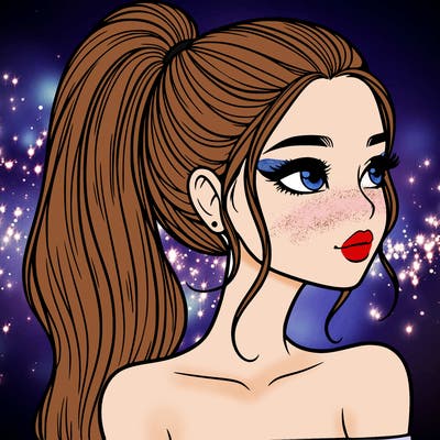 a beautiful and realistic girl with a high pony tail